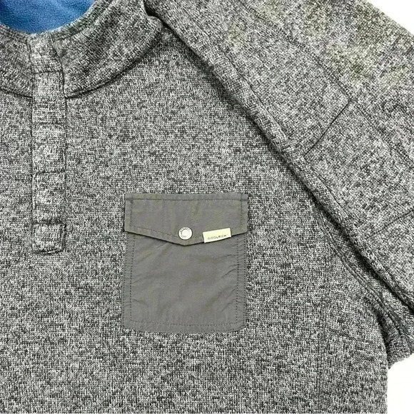 WOOLRICH Mens Drifter Fleece 1/4 Snap Pullover Grey Sweater Fleece Size XL - Picture 3 of 13